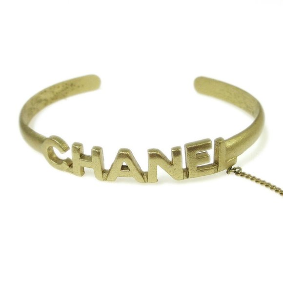 Auth CHANEL CC Logos Rhinestone Bangle Chain Ring - Picture 2 of 5